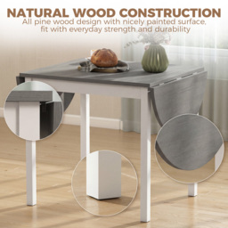 HOMCOM 4-6 Person Wooden Drop-Leaf Table - Grey - thumbnail 6