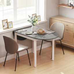 HOMCOM 4-6 Person Wooden Drop-Leaf Table - Grey - thumbnail 8