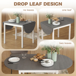 HOMCOM 4-6 Person Wooden Drop-Leaf Table - Grey - thumbnail 5