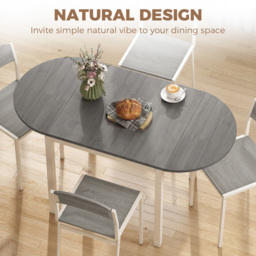 HOMCOM 4-6 Person Wooden Drop-Leaf Table - Grey - thumbnail 4
