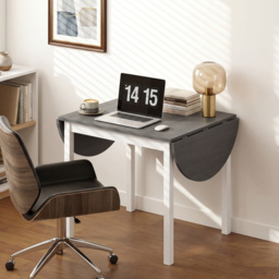 HOMCOM 4-6 Person Wooden Drop-Leaf Table - Grey - thumbnail 9