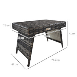 Outsunny Rattan Coffee Table, Foldable Metal Frame Side Table for Outdoor, Garden, Lawn, Mixed Grey - Aosom UK - thumbnail 3