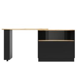 360° Rotating Bar Cabinet Table, Sliding Glass Doors, Open Shelves, Space-Saving Drinks Station for Dining Room, 90x120x100 cm, Black - Aosom UK - thumbnail 2