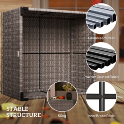 Outsunny 62 x 62cm Glass-Top Rattan Side Table - Black - thumbnail 6