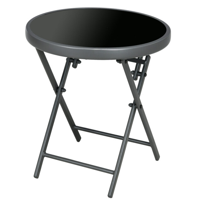 Outsunny Round Folding Patio Table: Imitation Marble Top, Outdoor Coffee Companion - Aosom UK - image 1