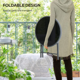 Outsunny Round Folding Patio Table: Imitation Marble Top, Outdoor Coffee Companion - Aosom UK - thumbnail 4