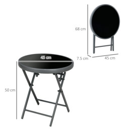 Outsunny Round Folding Patio Table: Imitation Marble Top, Outdoor Coffee Companion - Aosom UK - thumbnail 3