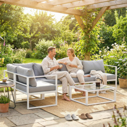 Outsunny 6 Seater Aluminium Garden Furniture Set, Garden Sofa Set with Thick Cushions for Patio and Balcony, Outdoor, Light Grey - thumbnail 2