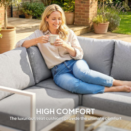 Outsunny 6 Seater Aluminium Garden Furniture Set, Garden Sofa Set with Thick Cushions for Patio and Balcony, Outdoor, Light Grey - thumbnail 6