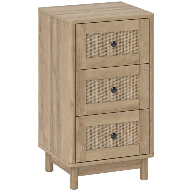 HOMCOM 40 cm Drawer Chest of Drawers with 3 Drawer - Oak - image 1
