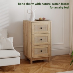 HOMCOM 40 cm Drawer Chest of Drawers with 3 Drawer - Oak - thumbnail 5