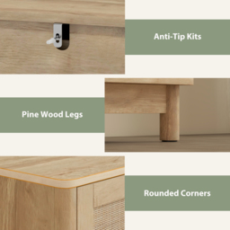 HOMCOM 40 cm Drawer Chest of Drawers with 3 Drawer - Oak - thumbnail 6