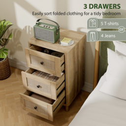 HOMCOM 40 cm Drawer Chest of Drawers with 3 Drawer - Oak - thumbnail 4