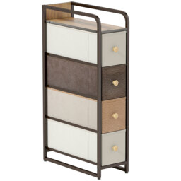 HOMCOM 4-Drawer Storage Organiser Unit, Chest of Drawers with Steel Frame for Bedroom, Living Room, Mixed-Brown - thumbnail 1