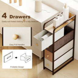 HOMCOM 4-Drawer Storage Organiser Unit, Chest of Drawers with Steel Frame for Bedroom, Living Room, Mixed-Brown - thumbnail 5