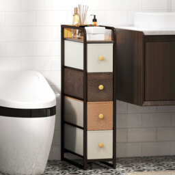 HOMCOM 4-Drawer Storage Organiser Unit, Chest of Drawers with Steel Frame for Bedroom, Living Room, Mixed-Brown - thumbnail 9
