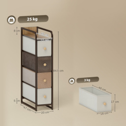 HOMCOM 4-Drawer Storage Organiser Unit, Chest of Drawers with Steel Frame for Bedroom, Living Room, Mixed-Brown - thumbnail 3
