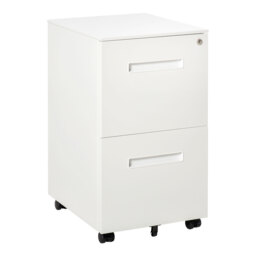 Vinsetto Mobile File Cabinet Vertical Home Office Organizer Filing Furniture with Adjustable Partition for A4 Letter Size, Lockable White - Aosom UK