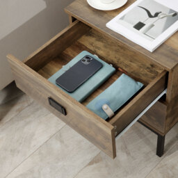 HOMCOM Retro Bedside Table with 2 Drawers, Metal Frame End Side Table for Bedroom, Living Room, Coffee - Aosom UK - thumbnail 8