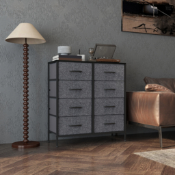 HOMCOM Fabric Chest of Drawers, Industrial Storage Bedroom Dresser with 8 Fabric Drawers, Steel Frame and Wooden Top for Nursery, Living Room, Hallway, Black - thumbnail 7