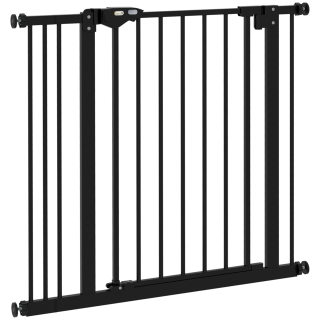 PawHut Metal 74-87cm Wide Adjustable Dog Gate Black - Aosom UK - image 1