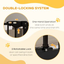PawHut Metal 74-87cm Wide Adjustable Dog Gate Black - Aosom UK - thumbnail 4