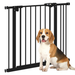 PawHut Metal 74-87cm Wide Adjustable Dog Gate Black - Aosom UK