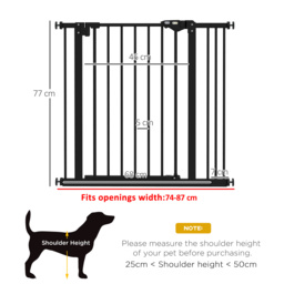 PawHut Metal 74-87cm Wide Adjustable Dog Gate Black - Aosom UK - thumbnail 3