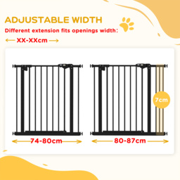 PawHut Metal 74-87cm Wide Adjustable Dog Gate Black - Aosom UK - thumbnail 6