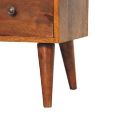 Solid Mango Wood Coffee Table with Deep Stain Finish, 2 Drawers, Open Shelf, Handcrafted Desk for Living Room, 30L x 100W x 38H cm, Brown - Aosom UK - thumbnail 5