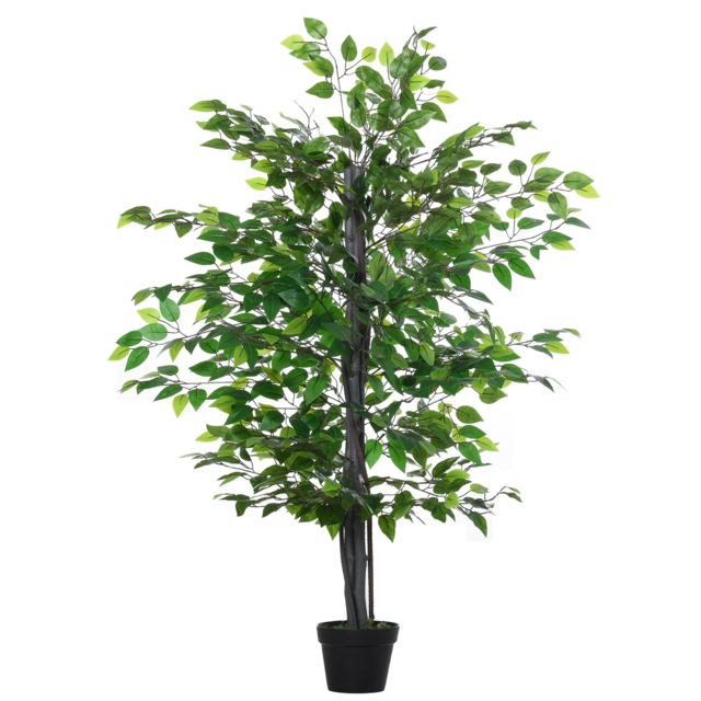 Outsunny 145cm Artificial Tree Banyan Plant Faux Decorative Tree W/ Cement Pot Vibrant Greenery Shrubbery Indoor Outdoor Accessory - image 1
