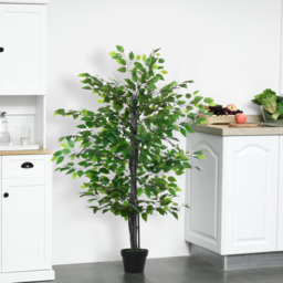 Outsunny 145cm Artificial Tree Banyan Plant Faux Decorative Tree W/ Cement Pot Vibrant Greenery Shrubbery Indoor Outdoor Accessory - thumbnail 4