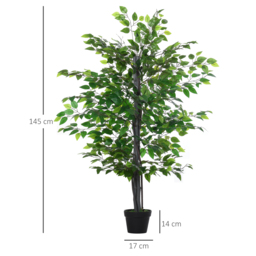 Outsunny 145cm Artificial Tree Banyan Plant Faux Decorative Tree W/ Cement Pot Vibrant Greenery Shrubbery Indoor Outdoor Accessory - thumbnail 3