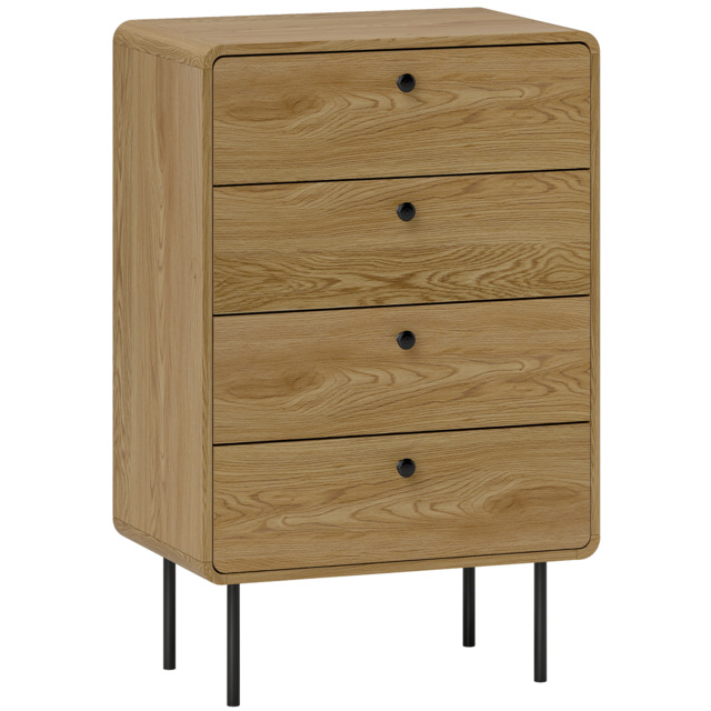 HOMCOM Modern Chest of Drawers with 4 Drawers - Oak - image 1