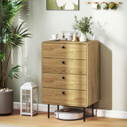 HOMCOM Modern Chest of Drawers with 4 Drawers - Oak - thumbnail 7