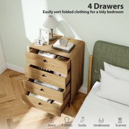HOMCOM Modern Chest of Drawers with 4 Drawers - Oak - thumbnail 4