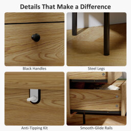 HOMCOM Modern Chest of Drawers with 4 Drawers - Oak - thumbnail 6