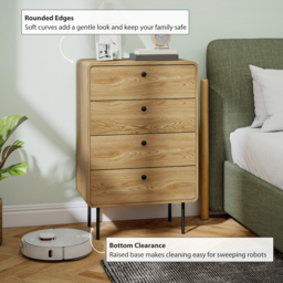 HOMCOM Modern Chest of Drawers with 4 Drawers - Oak - thumbnail 5