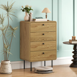 HOMCOM Modern Chest of Drawers with 4 Drawers - Oak - thumbnail 8