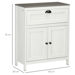 kleankin Bathroom Floor Cabinet, Freestanding Storage Cupboard with Drawer, Double Door Cabinet and Adjustable Shelf, White - thumbnail 3