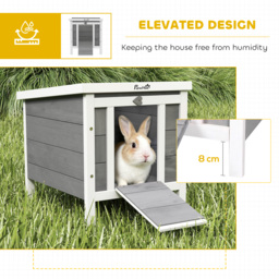 PawHut Wooden Rabbit Hutch Bunny Puppy Cage Guinea Pig Hutch, Rabbit Hideaway, Cat House, Pet Habitat Small Animals Ferret 51 x 42 x 43 cm, Grey - thumbnail 5