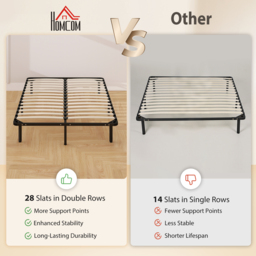 HOMCOM 4ft6 Double Bed Frame, Metal Platform Bed Frame with 2 x 14 Wood Slats, No Box Spring Needed, Underbed Storage, Black - thumbnail 4
