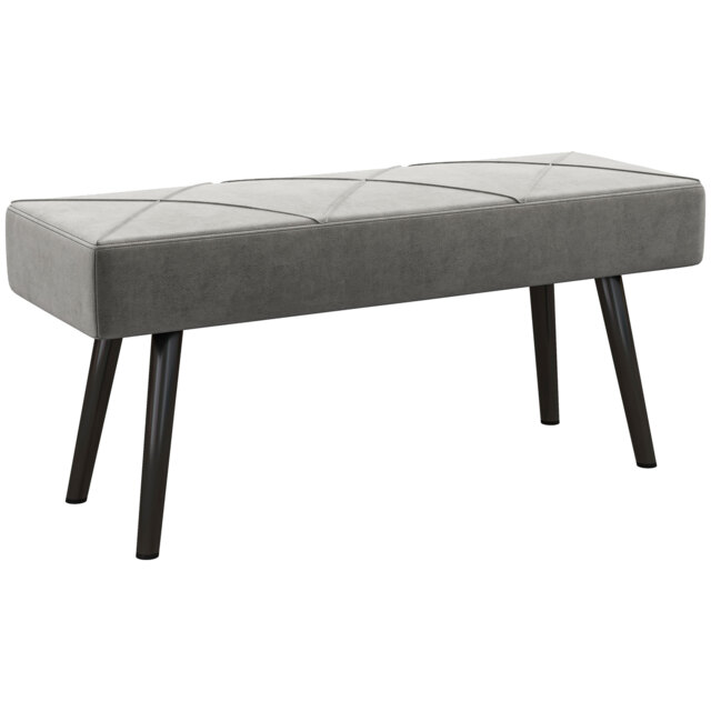 HOMCOM Upholstered End of Bed Bench, X-Shape Design with Steel Legs, Hallway Bedroom Bench, Grey - Aosom UK - image 1