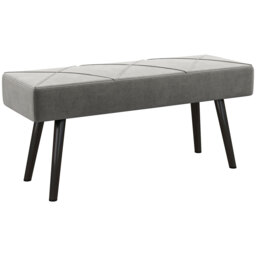 HOMCOM Upholstered End of Bed Bench, X-Shape Design with Steel Legs, Hallway Bedroom Bench, Grey - Aosom UK