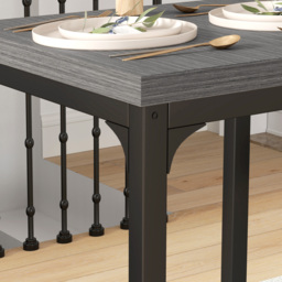HOMCOM Three-Piece Minimal and Compact Dining Set, Grey Wood Grain - thumbnail 9