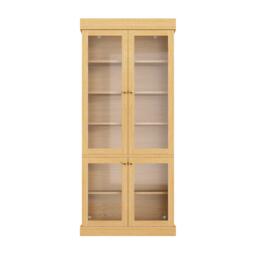 Modern Display Cabinet with Height-Adjustable Shelves, LED Lighted Tall Showcase for Industrial Interiors, 80L x 40W x 180H cm, Natural - Aosom UK - thumbnail 2