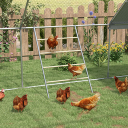 PawHut Chicken Perch for Coop, Wooden and Galvanised Steel Roosting Bar Jungle Gym, Chicken Roosting Ladder for Backyard Farm - thumbnail 2