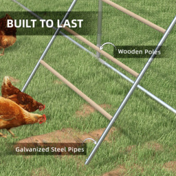 PawHut Chicken Perch for Coop, Wooden and Galvanised Steel Roosting Bar Jungle Gym, Chicken Roosting Ladder for Backyard Farm - thumbnail 5