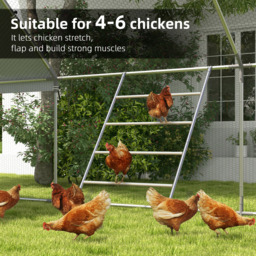 PawHut Chicken Perch for Coop, Wooden and Galvanised Steel Roosting Bar Jungle Gym, Chicken Roosting Ladder for Backyard Farm - thumbnail 6