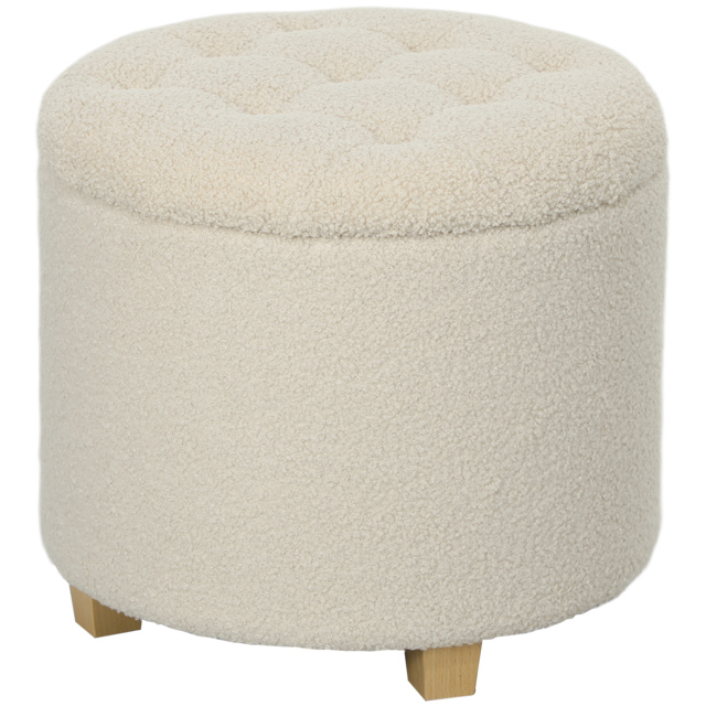 HOMCOM 31.8L Teddy Fleece Storage Ottoman - Cream White - image 1